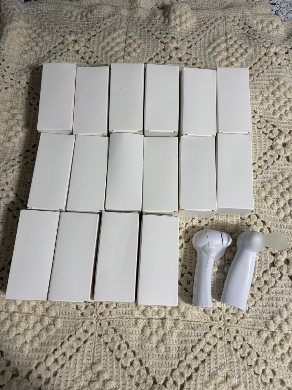 NEW 18 White Handheld fans battery operated - leftover from daughter's wedding
